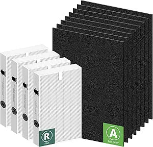 HPA200 Replacement Filters for Honeywell HRF-ARVP200, HPA200, HPA201, HA202, HPA204, HPA250 Series Air Purifiers, 4 Filter R and 8 Activated Carhebon Pre-Filters A by Funmit