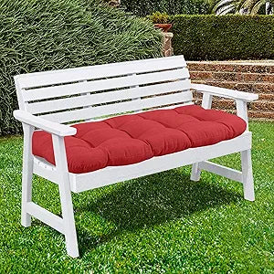 Sweet Home Collection Patio Chair Cushions Outdoor Loveseat Lounge Seat Pads Premium Comfortable Thick Fiber Fill Tufted 44" x 19", 1 Count (Pack of 1), Red