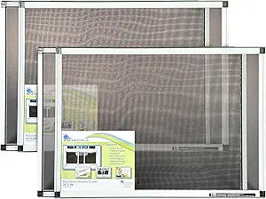 Fenestrelle Expandable Window Screen  20 H  2854 W Horizontal, 2Way Adjustable Window Screen with Flame Resistant Fiberglass Mesh, Pack of 2