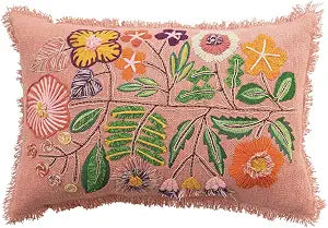 Creative Co-Op Floral Whisper Lumbar Pillow, Multicolor