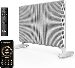 Ballu Mica Infrared Space Heater Indoor Use,Large Room Panel Heater with Programmable Thermostat,WiFi App Control,Portable Stand or Wall Mount,Energy Efficient Smart Quiet Heater,Work with Alexa,White