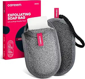 CAVEEM Soap Saver Bag, Rough and Soft Exfoliation Soap Pouch for Bar Soap, Soap Mesh Pocket Bar Holder for Washing Body, Soap Sack Sponge Bag for Shower Bath (2 Pack)