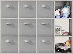 11x11 Inch Storage Bins Cubes, Fabric Foldable Storage Box, Collapsible Closet Organizer for Clothes, Blankets, Office, Bedroom, Living Room, Shelf Cabinet, Bookcase, Gray, 9 Pack
