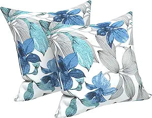 LVTXIII Outdoor/Indoor Throw Pillows, Decorative Throw Pillows with Inserts, 18x18 Square Pillows for Bed, Couch, Sofa and Patio Furniture (Set of 2, Clemens Noir Blue)