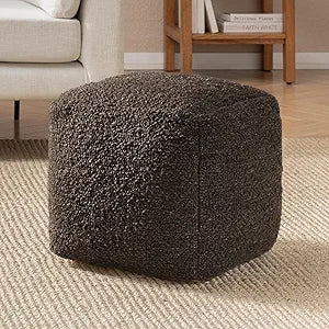 Anji Mountain Pouf Ottoman Foot Rest, Handmade Ottoman Pouf, Comfortable Foot Stool, Decorative Floor Seating for Living Room Decor, Bedroom & Home Dcor Accent - Chocolate