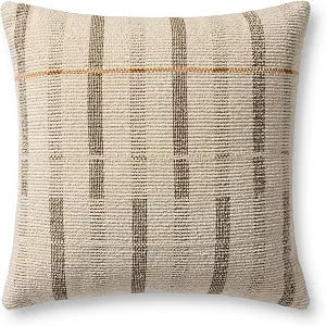 Loloi II Collection PLL0175 Ivory/Brown 20'' x 20'' Cover w/Down Pillow