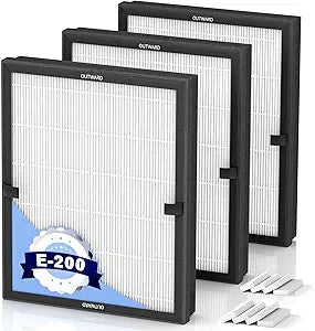 E-200 Replacement Filter Compatible with LUNINO E-200 Air Purifier, 3 Stage Filtration for LUNINO Home Large Room up to 1740sq.ft, 3 Pack H13 True HEPA Filters with Extra 8 pcs Aroma Pads