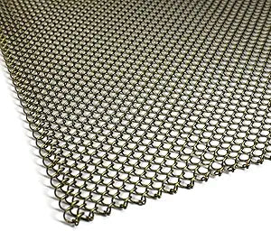 Midwest Hearth Fireplace Screen Mesh Curtain, 33 in. High - Made in USA, 19-Gauge Steel, 2 Panels - Antique Brass