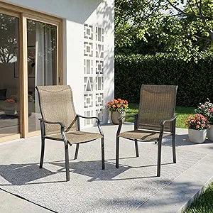 Outdoor Dining Chairs Set of 2, High Back Textilene Chairs with Armrest for Indoor Outdoor Use, Iron Frame Patio Furniture Chairs, Rustproof, Patio Chairs for Lawn,Garden