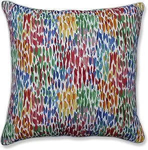 Pillow Perfect Abstract Indoor/Outdoor Throw Pillows, 1 Count, Floor - 25" x 25", Blue Make It Rain Zinnia
