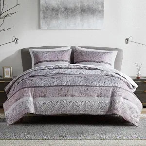 Comfort Spaces Cascade Jacquard Comforter Set, King, 7 Piece, Purple