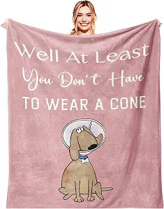 Get Well Gifts for Women/Men After Surgery, Sympathy Gift, Feel Better/Get Well Soon Gifts for Women, Surgery Recovery Gift for Men, at Least You Dont Have to Wear A Cone Pink Blanket 60"x80"