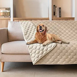 gogobunny 100% Double-Sided Waterproof Dog Bed Cover Pet Blanket Sofa Couch Furniture Protector for Puppy Large Dog Cat, Reversible (82x102 Inch (Pack of 1), Dark Beige/Light Beige)