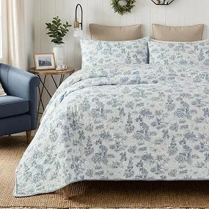 Brandream Toile Quilt Set Toile de Jouy Scenic Print, Premium Cotton Quilt Bedding Set French Country Cottagecore Coverlet Set 3-Piece