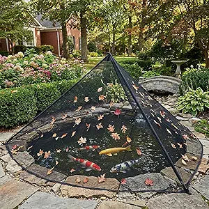 Pond Cover Dome Net with Frame, 8x10ft Outdoor Pond Net Tent for Koi, Protects from Leaves, Birds & Debris, Zippered Garden Enclosure Cover with Storage Bag, Poles, Ground Nails