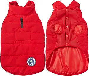 Blueberry Pet Cozy & Comfy Dog Coat  Waterproof Quilted Winter Jacket in True Red, Warm Outdoor Wear for Small & Medium Dogs, Size 14"