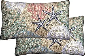 Honeycomb Outdoor Lumbar Toss Pillow Set, 12" H x 19" L, Raffia Seashore Reef Outdoor Pillows