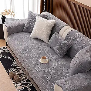 Faux Fur Couch Cover for Sofa, Soft Warm Plush Sofa Couch Cover, Non Slip Sectional Slipcovers for L Shaped & 3 Cushion Couch, Washable Furniture Protector for Kids & Dogs