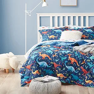Dinosaur Twin Bedding Sets, 5 Pieces Kids Comforter Set for Boys