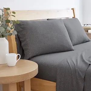 Road Trip America Jersey Knit Sheet Set - 4 Pieces King Cotton Sheets Set - Soft Cozy Stretchy Knit Bed Linen (Dark Grey, King)