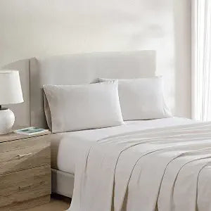 Nautica - King Bed Sheets, Lightweight Cotton Percale Bedding Set with Matching Pillowcases, Crisp & Cool, Oeko-Tex Certified (Penny Pinstripe Brown)