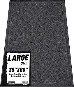 Front Door Mat Indoor Outdoor Entrance, 36" x 60" All-Season Heavy Duty Waterproof Doormat, Non-Slip Absorbent Entryway Mat, Easy to Clean, Low Profile Commercial Floor Mat for Indoor Outdoor