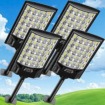 Solar Street Light Outdoor Waterproof, 4 Pack Solar Motion Lights Outdoor for Yard Dusk to Dawn Garden Lights with Remote, Solar Flood Lights Outdoor