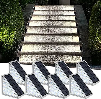 AUDLES LED Solar Step Lights Waterproof Outdoor Stair Lights, Solar Deck Lights Outdoor Decor IP67 Solar Lights for Yard, Patio, Garden, Walkways, Front Door, Pathway, Driveway (8)