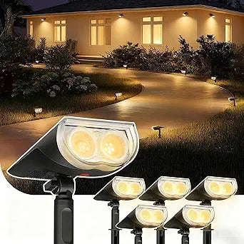 Linkind Solar Lights Outdoor StarRayS, Bright Solar Spot Lights Outdoor, IP65 Waterproof Spotlights for Landscape Garden Yard Walkway Patio TreeWarm White, 6 Pack