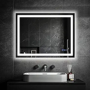 Antok 24x36 LED Bathroom Mirror with Lights, Backlit + Front Lit Vanity Mirror with CRI>90, Dimmable Anti-Fog Smart Mirror with Memory Function, 3 Color Temperatures, Shatterproof Tempered Glass, ETL