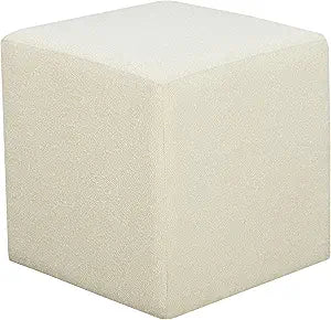 Studio Living Warren 18" Cube Ottoman, Urban Transitional, Fully Assembled, Soft Boucle Fabric, Snow