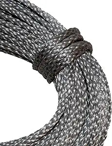 CBKnot 7/64in 600' spools, 100' Hanks Coated Blue, Black or Yellow dyneema Fiber 1600lb. Average tensile Strength (100 ft. Hank, Silver)