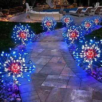 Anordsem Solar Lights Outdoor Waterproof: Garden Light Solar Powered for Yard Outside - LED Sparkler Fireworks Colorful Lighting Patio Decor 8 Pack - Gardening Gifts for Women Men Gardener