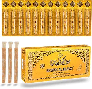 Pack of 12 Miswak Sticks Natural Toothbrush for Teeth Whitening, Oral Health & Fresh Breath, Siwak Stick Organic Wooden Vacuum Sealed Tooth Brush, Miswak Sticks for Teeth ����������