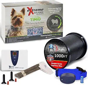 Extreme Timid Dog Fence  Gentle Underground Fence for Small Dogs | Low-Correction Entry-Level Electric Pet Containment System with 500ft Wire & One Collar Receiver