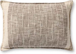 Loloi II Collection PLL0183 Brown/Ivory 16'' x 26'' Cover w/Down Pillow