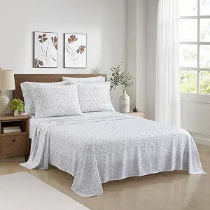 Aeropostale 6 Piece Premium All Season Microfiber Sheet Set, 4 Pillow Cases, 1 Fitted Sheet, 1 Flat Sheet, Fits Mattresses up to 16��� Deep, King Size, Paisley Sage and Blush