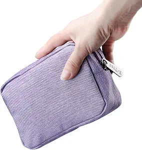 E-Tree Small Makeup Bag, Cosmetic Toiletry Skin Care Make up Little Items Pouch for Purse, Zipper Mini Tech Charger Cable Electronic Organizer Case, Travel Accessories for Women Men Teen, Purple