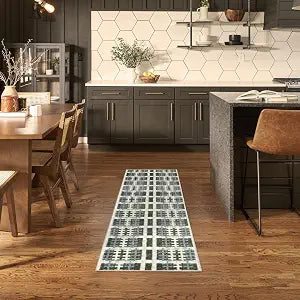 Nourison Home Nordic Blue Green 2' x 6' Area Rug - Easy Clean, Non Shedding, Bed Room, Living Room, Dining Room, Kitchen (6' Runner)