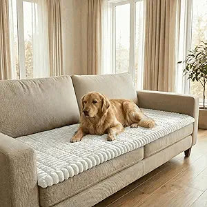 Non-Slip Sectional Couch Covers, Washable Pet Friendly Furniture Protector for Dogs Cats, Soft Thick Slipcover for L-Shaped Sofa (Sold by Piece, Not Set) (White, 27.6"x70.5")