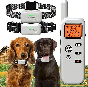 Htcuto Wireless Dog Fence & Ultrasonic Training Collar- 1160-Yard Adjustable Boundary for Outdoor, 4 Modes (Beep/Vibration/Static/Ultrasonic), IPX7 Waterproof, Remote Control, 185-Day Standby-Grayish