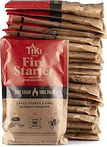 TIKI Fire Starter 20-Pack Γ Easy-to-Use Wood Pellet Fire Starters for Smokeless Outdoor Fire Pits & Indoor Fireplaces, Quick Lighting for Smokeless Fires, Ideal for Camping, Backyard, and Fireplaces