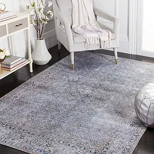 SAFAVIEH Washable Rug Tucson Collection - 3' x 5', Green Blue & Beige, Slip Resistant & Easy to Clean, Ideal for Foyer, Entryway, Kitchen, Bedroom (TSN134Y)