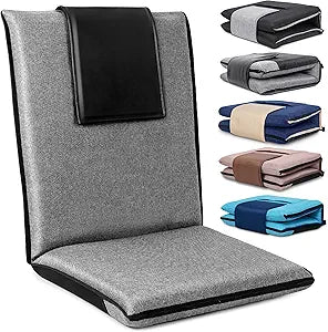 FASTMOMENT Floor Chair with Water Repellent Fabric 14-Position Adjustable Floor Chair with Back Support Portable Floor Seat for Adults Foldable Meditation Seat with Washable Cover (Dark Grey)
