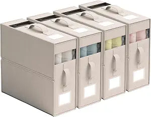 Ornavo Home Linen Bed Sheet Organizer Bins 4 Pack, With Handles, Beige