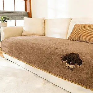 Teddy Fleece Sofa Cover, Ultra Soft Couch Blanket Protector with Non-Slip Backing for Pet Kids & Daily Use, All Season Furniture Slipcover for 3 Seater Sofa & L Shape, Washable