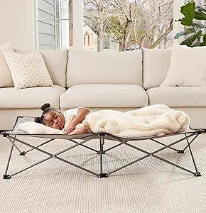 Regalo Extra Long My Cot Portable Toddler Bed, Foldable Kids Travel Bed & Camping Cot for Ages 28, Indoor/Outdoor, Extra Large 54 x 28 x 12, Supports up to 80 lbs, Gray