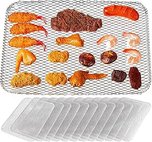 Mifoci 30 Pcs Disposable Grill Topper 12x16 Inch Non Stick Aluminum Grill Grates Liners Mesh Mat Disposable Sheets Pans for Outdoor Liners Cooking Grid Grates Pad for BBQ Camping Picnics Meat