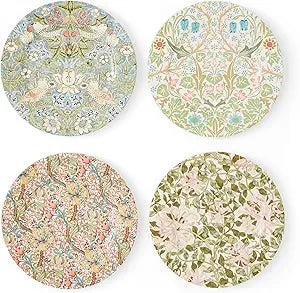 Spode Morris & Co 8-Inch Dessert Plates, Set of 4 - Fine Porcelain Dinnerware, Ideal for High Tea & Everyday Tableware - Round Plates for Appetizers & Sides, Dishwasher & Microwave Safe