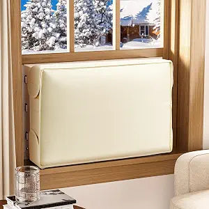 Air Conditioner Cover Indoor - Window Ac Covers for Inside, Windproof, Dustproof and Waterproof Window Air Conditioner Cover for Winter, Insulation for Wall Ac Unit 17"W x 13"H x 3.5"D, Beige